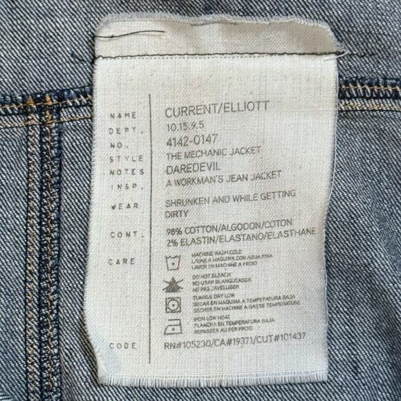 Current/Elliott Denim Trucker Jacket Womens Blue Faded Distressed Western Sz 1/S - Picture 8 of 10